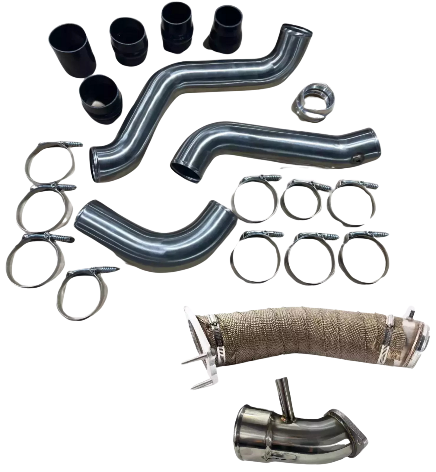 CDP 304 SS Intercooler & Turbo Pipe & Horn Kit 17-19 Chevy GMC 6.6L Duramax L5P