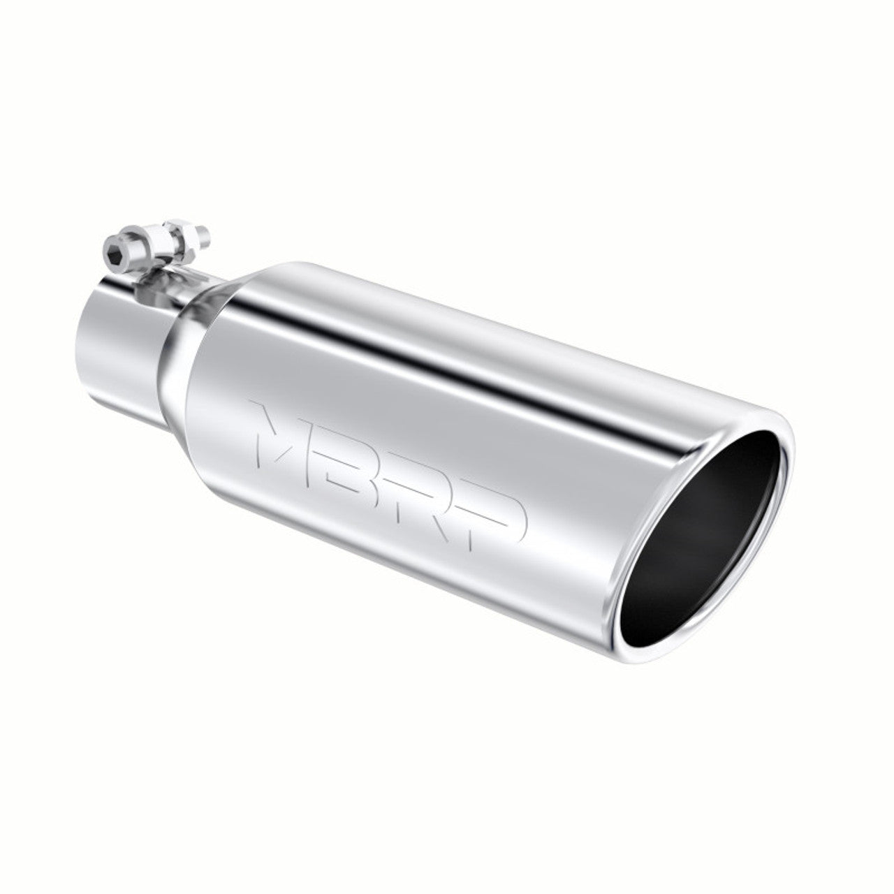 T304 Stainless Steel Tip; 4" OD; Angled Rolled End; 2.5" inlet; 12" length