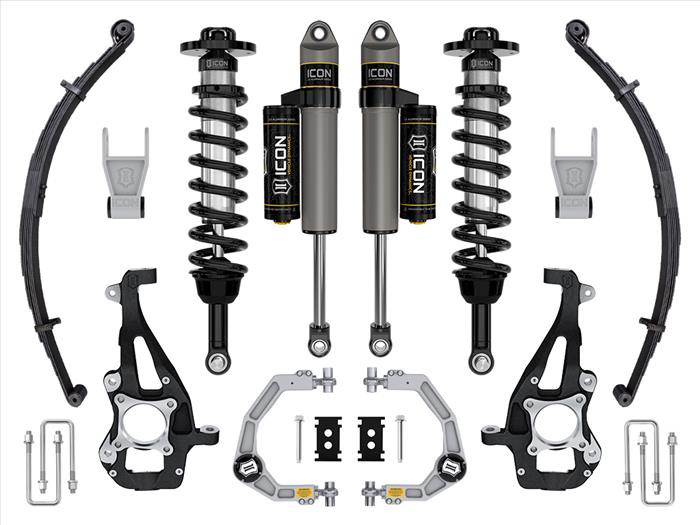 ICON 2021-2023 Ford F-150 4WD, 3.5-4.5" Lift, Stage 2 Suspension System, Tubular UCA w/ Leaf Packs