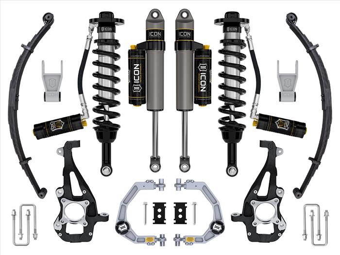 ICON 2021-2023 Ford F-150 4WD, 3.5-4.5" Lift, Stage 4 Suspension System, Billet UCA w/ Leaf Packs