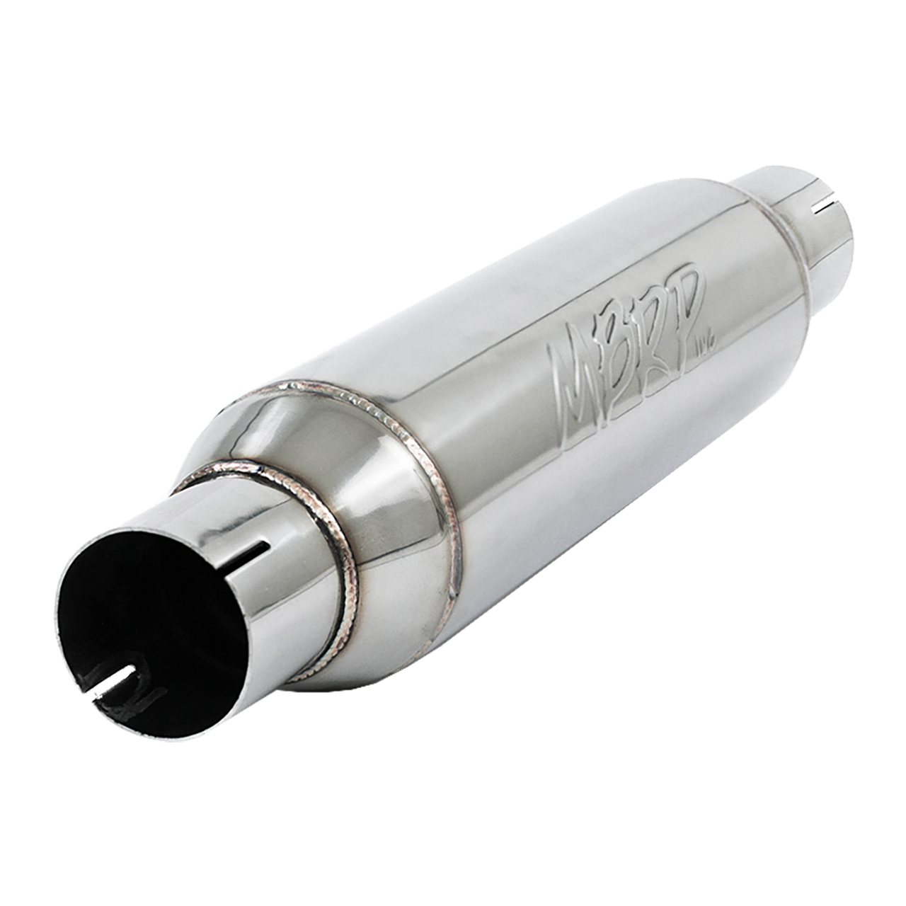 T304 Stainless Steel Resonator; 2.5" Inlet/Outlet; 16" Body; 4” OD; 20" Overall Length