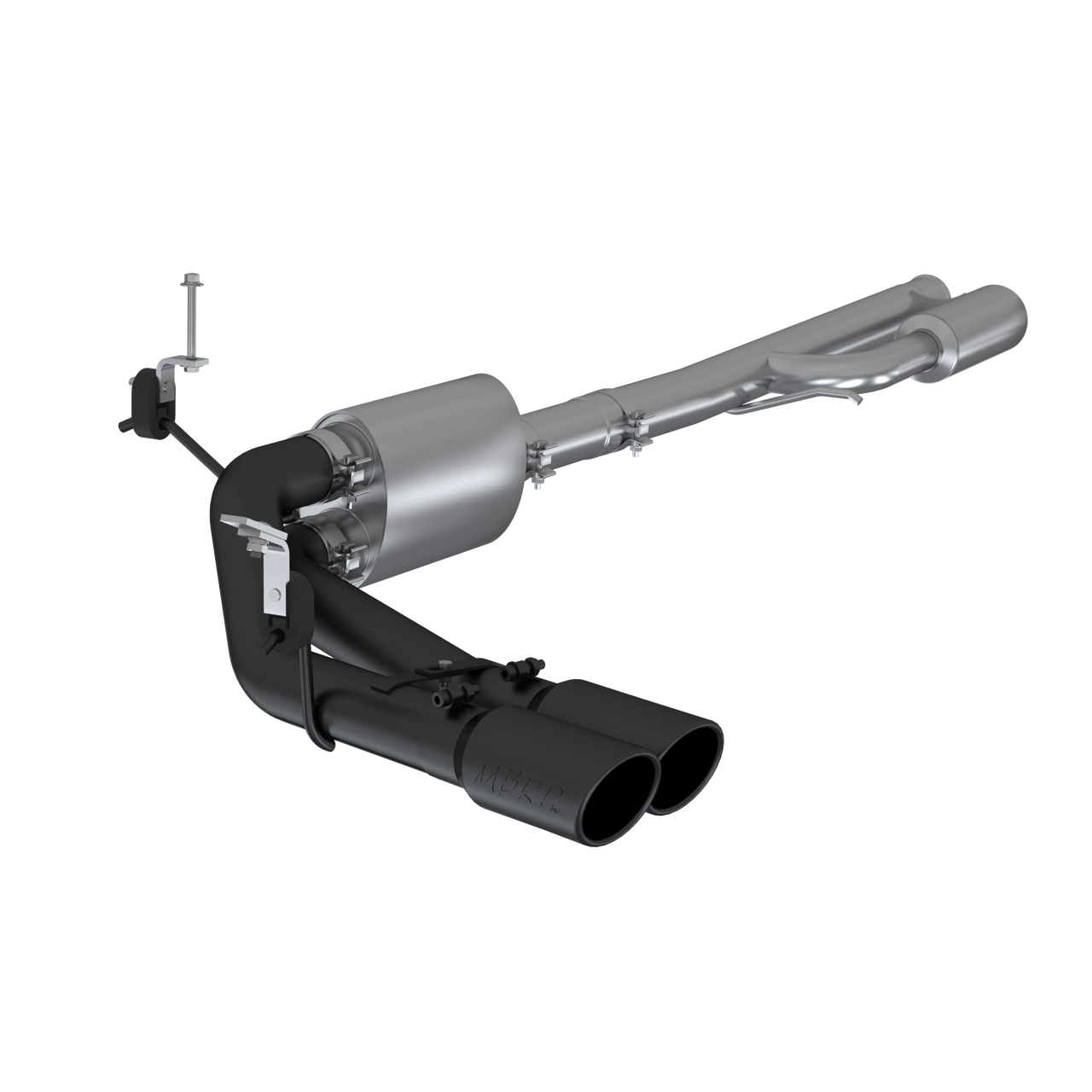 Black Coated 3" Cat Back Pre-Axle Dual Side Exit