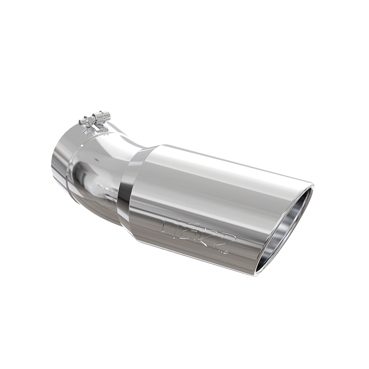T304 Stainless Steel Tip; 6" OD; Angled Rolled End; 5" inlet; 15.5" length ; 30˚ bend