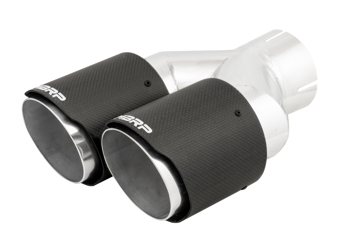 Carbon Fiber Tip; 3" ID; Dual 4" OD OUT; Staggered Left 9.87"/ Right 9.37" length; Dual Wall