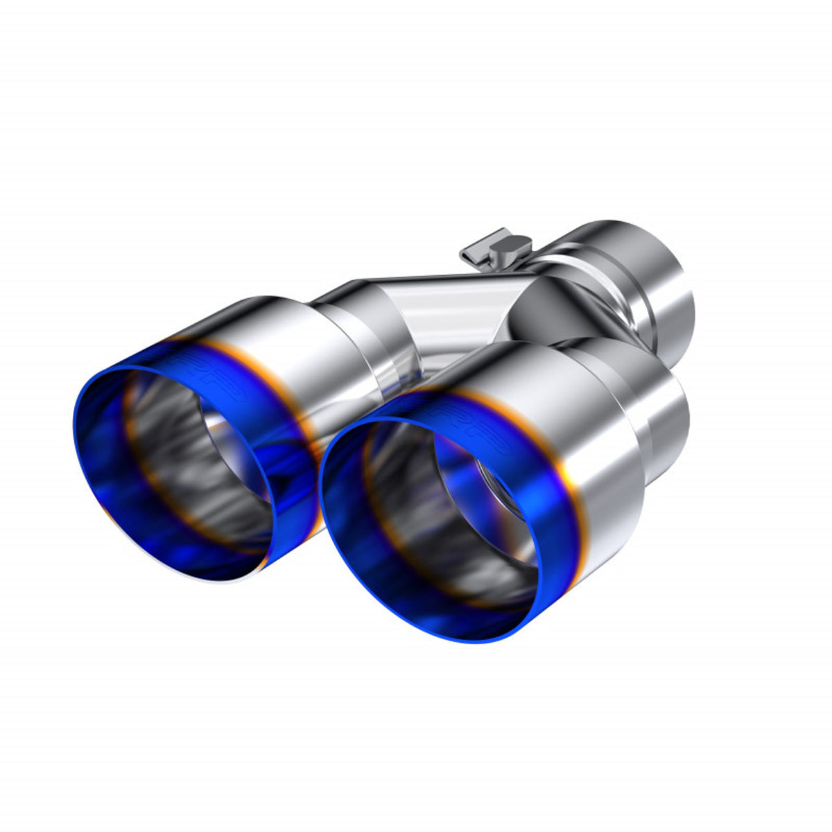 T304 Stainless Steel, Burnt End Tip; 2.5" ID, Dual 3.5" OD Out, Staggered Left 9.5"/ Right 9" length, Single wall