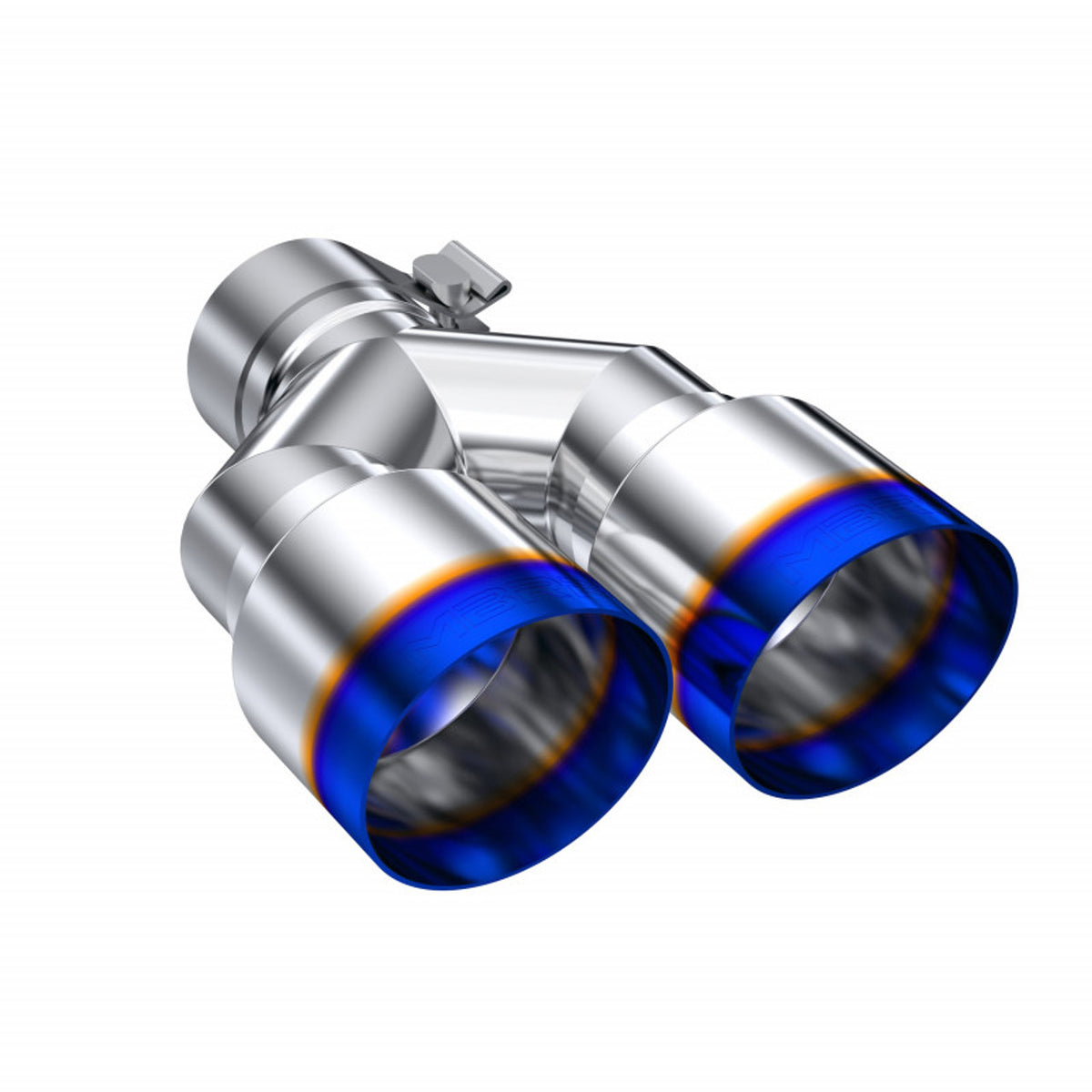 T304 Stainless Steel, Burnt End Tip; 2.5" ID, Dual 3.5" OD Out,Staggered Left 9"/ Right 9.5" length, Single wall