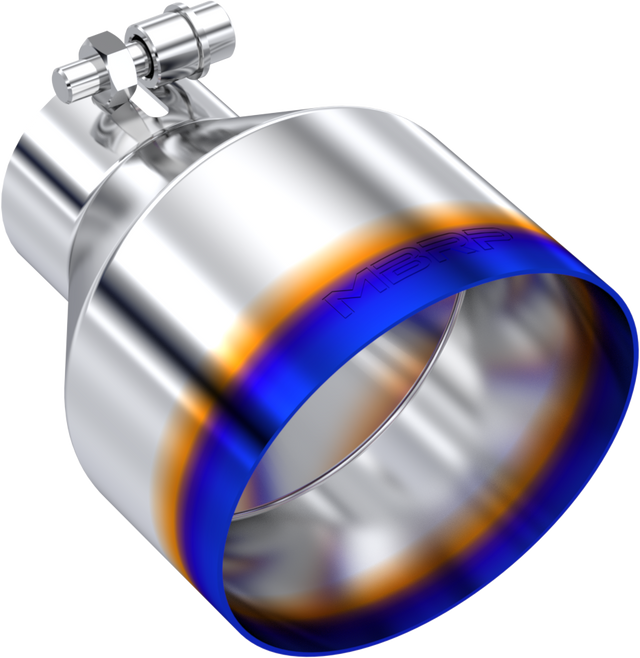 T304 Stainless Steel Burnt End Tip, 2.5" ID, 5" OD Out, 6.5" Length, Angle Cut, Single Wall