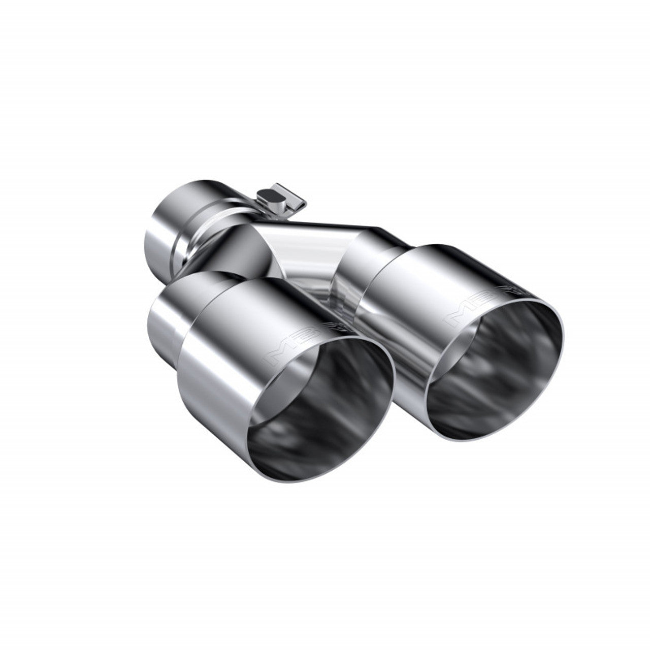 T304 Stainless Steel Tip; 2.5" ID, Dual 3.5" OD Out, Staggered Left 9"/ Right 9.5" length, Single wall