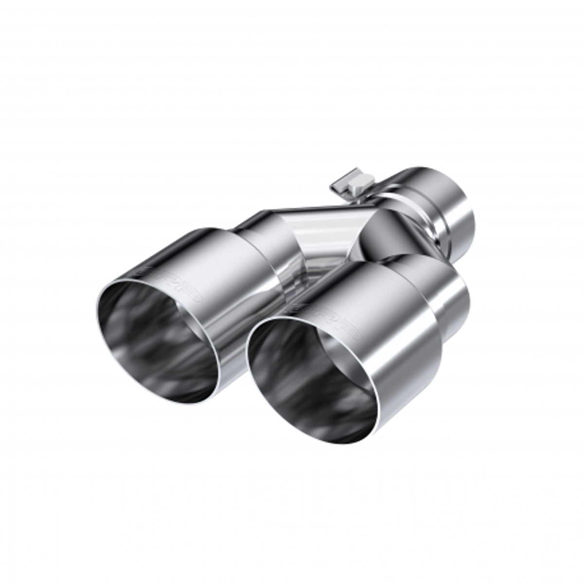 T304 Stainless Steel Tip; 2.5" ID, Dual 3.5" OD Out, Staggered Left 9.5"/ Right 9" length, Single wall
