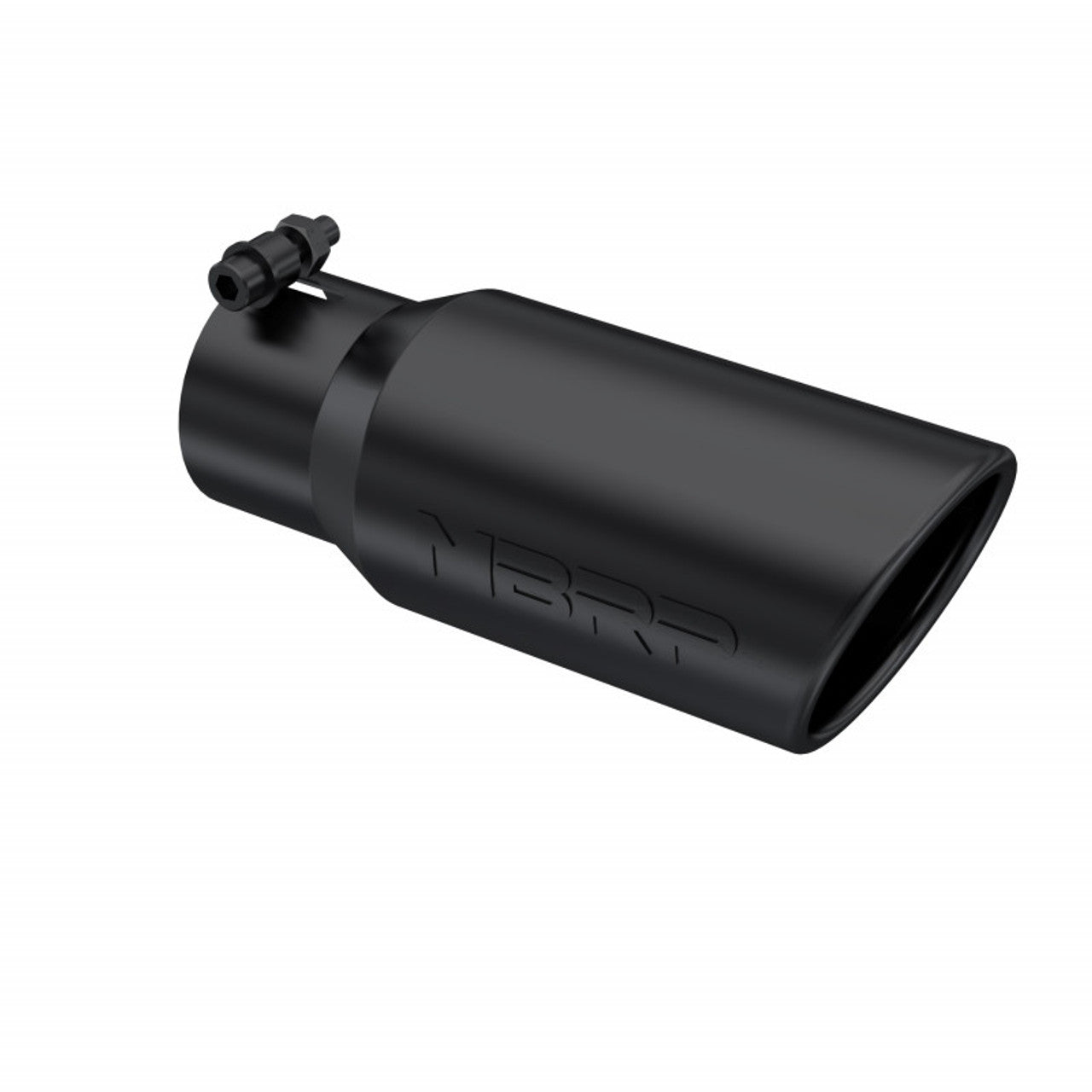 Black Coated Tip; 4" OD; Angled Cut Rolled End; 3" inlet; 10" length