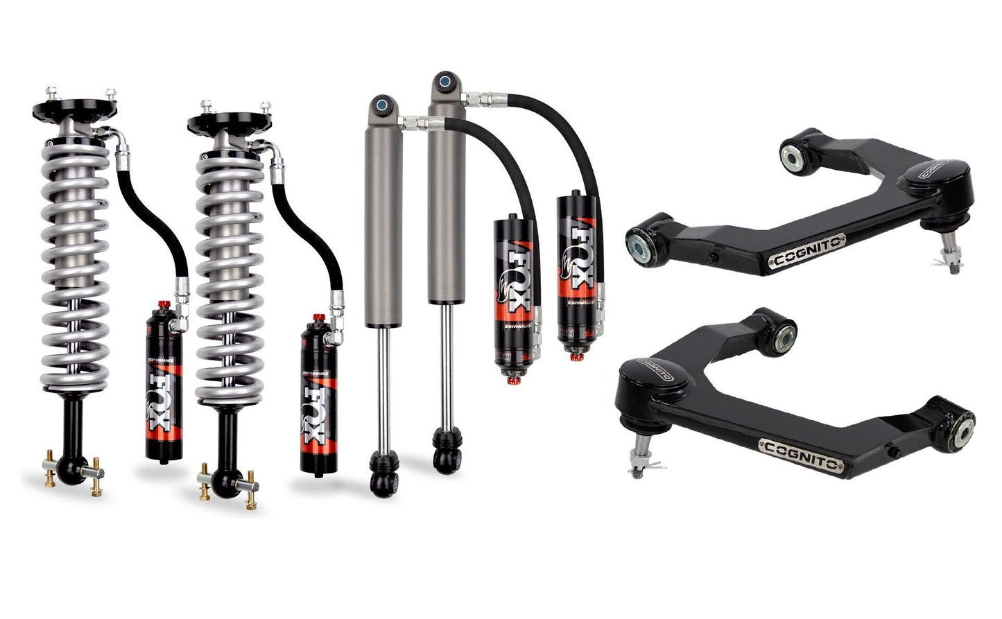 Cognito 1-Inch Elite Ball Joint Leveling Kit with Fox 2.5 Elite Performance Series Shocks for 19-25 Chevy Trail Boss/ZR2 & GMC AT4/AT4X 1500 2WD/4WD - 210-P1298