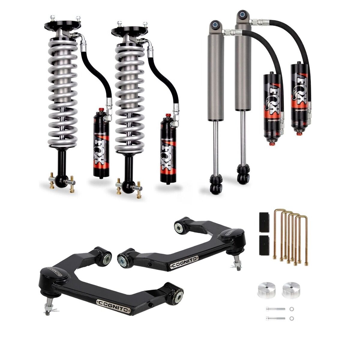 Cognito 3-Inch Elite Leveling Lift Kit With Fox 2.5 Performance Elite Shocks For 19-25 Silverado/ Sierra 1500 2WD/4WD