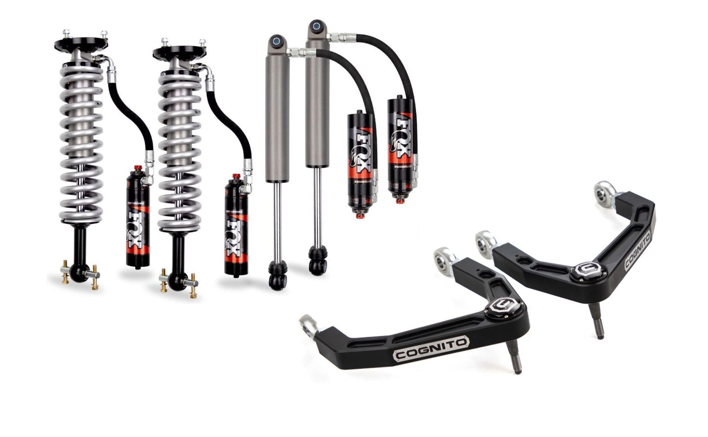 Cognito 3-Inch Elite Billet UCA Leveling Kit with Fox 2.5 Elite Performance Series Shocks for 19-25 Silverado/Sierra 1500 2WD/4WD