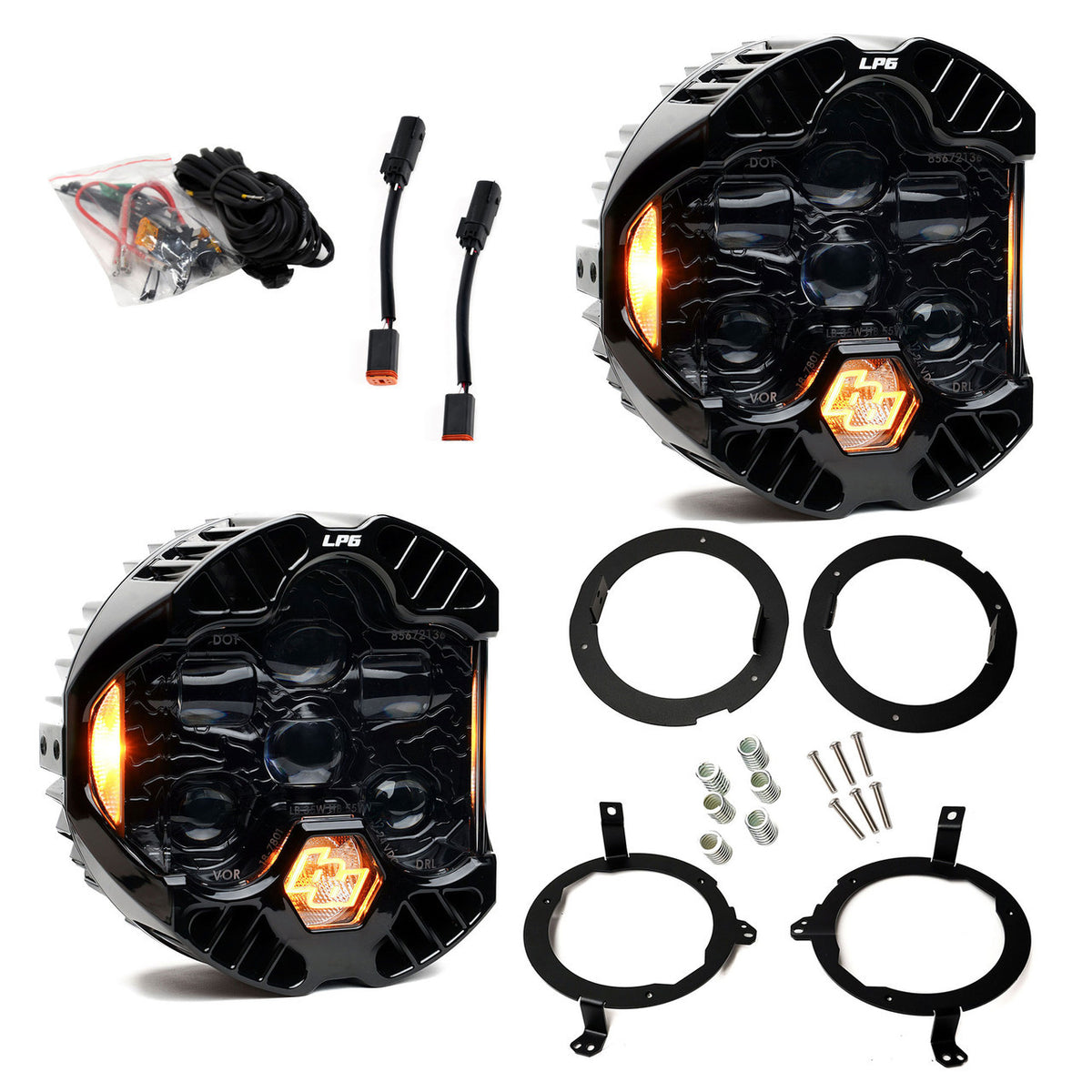 DOT LP6 LED Headlight Kit - Jeep 2018-2026 Wrangler JL; 2020-2026 Gladiator JT; NOTE w/Halogen Headlights *AMBER*
