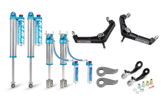 Cognito 3-Inch Elite Billet UCA Leveling Kit with King 2.5 Reservoir Shocks for 20-26 Silverado/Sierra 2500/3500 2WD/4WD