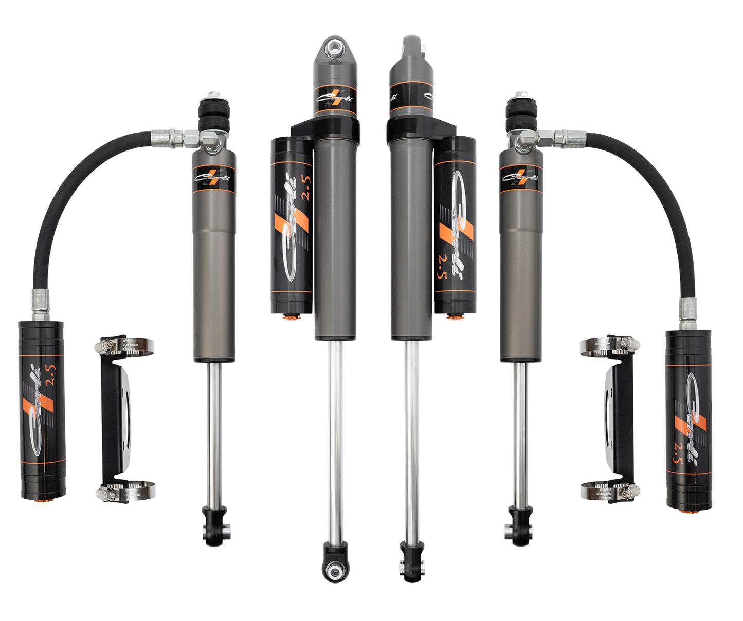 CARLI SUSPENSION 05-24 FORD F250/350 4X4 DIESEL CARLI-SPEC 2.5" RR 2.5" LIFT FRONT & REAR SHOCK PKG