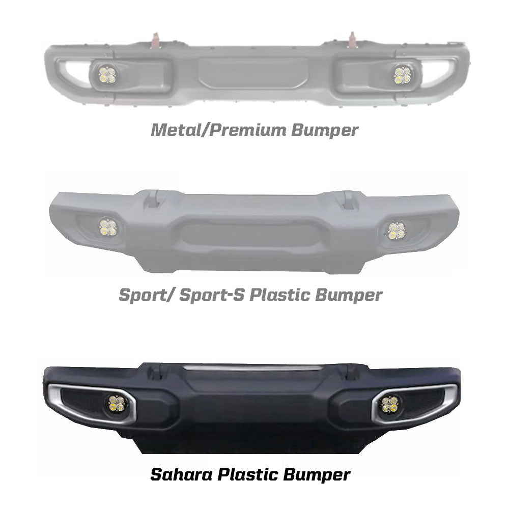 Jeep JL/JT Squadron-R SAE Fog Pocket Light Kit - Jeep 2020-2026 Gladiator; 2018-2026 Wrangler JL; NOTE: w/ OE Sahara Bumper