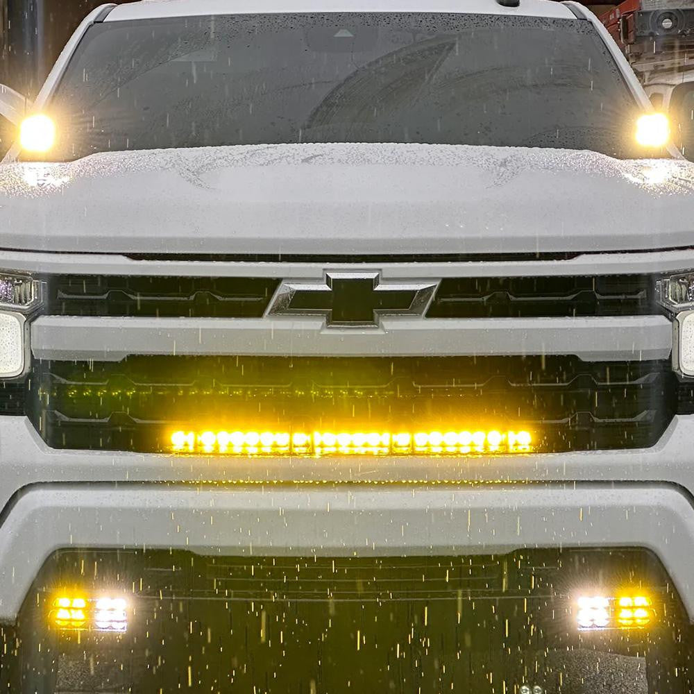 S8 30” Behind-the-Grille LED Light Bar Kit - 2022-2026 Chevrolet Silverado 1500 (AMBER)
