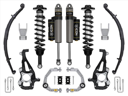 ICON 2021-2023 Ford F-150 4WD, 3.5-4.5" Lift, Stage 2 Suspension System, Tubular UCA w/ Leaf Packs
