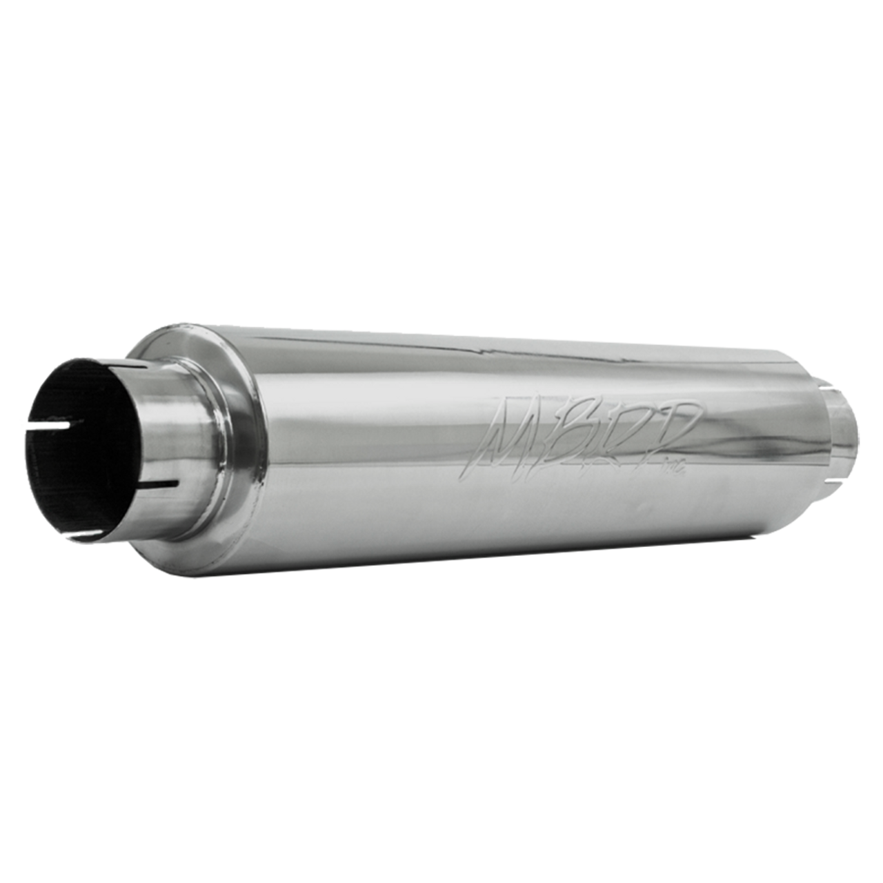 T304 Stainless Steel, Muffler, 4" Inlet/Outlet; 24" body; 6" diameter; 30" overall, Quiet Tone