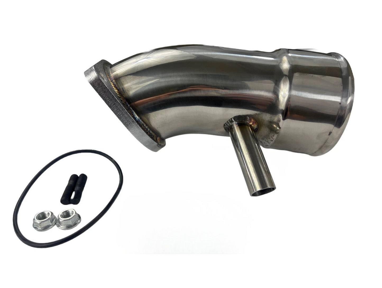 Share HIGH FLOW 3.5" Polished Turbo Intake Horn w PCV PORT 17-19 6.6L L5P Duramax